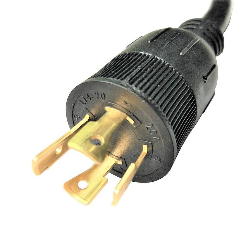 parkworld 1 ft. 10/3 3-Wire Generator 20 Amp 125/250-Volt 4-Prong Locking NEMA L14-20P to 3-Prong L6-20R Receptacle Adapter Cord - 885231
