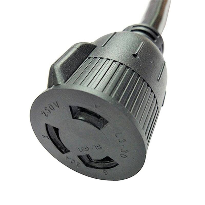 parkworld 1 ft. 10/3 3-Wire Generator 20 Amp 250-Volt 3-Prong Locking Plug NEMA L6-20P to 30 Amp Locking L6-30R Adapter Cord - 885132