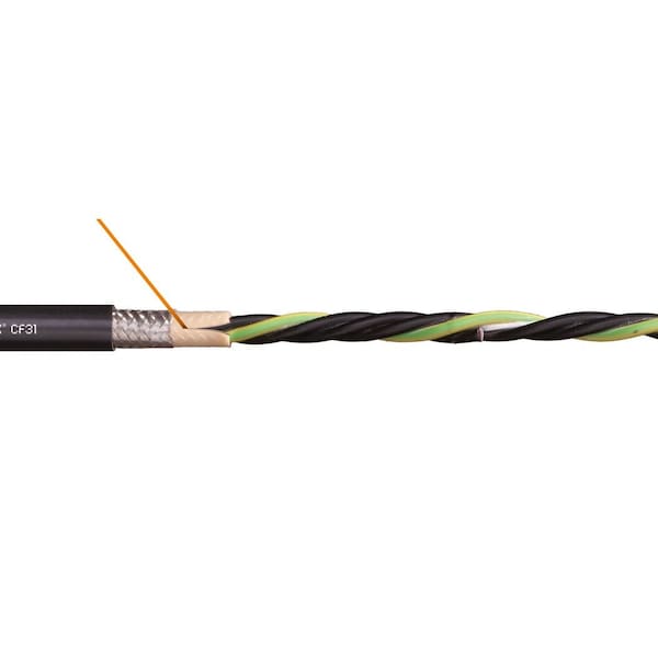 Chainflex Power Cable for VFD, PVC, 1.08 in dia, Blk - CF31-250-04