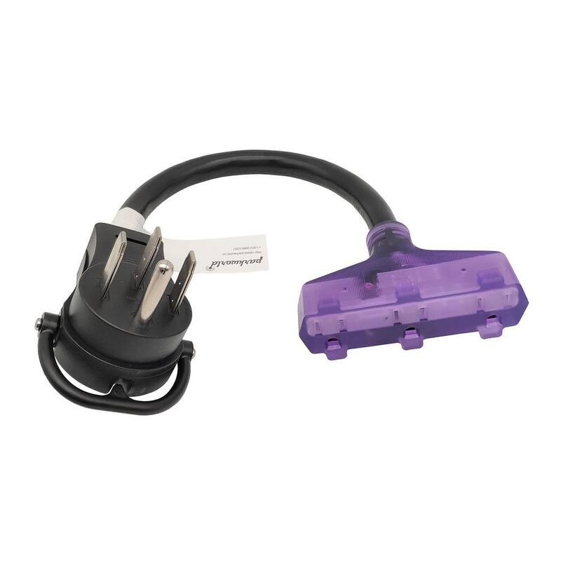 parkworld 1.5 ft. 125-Volt 30-Amp Generator Cord NEMA 14-50P Plug to (3 ) NEMA 5-15R 15 Amp Household Female Adapter Cord - 886245