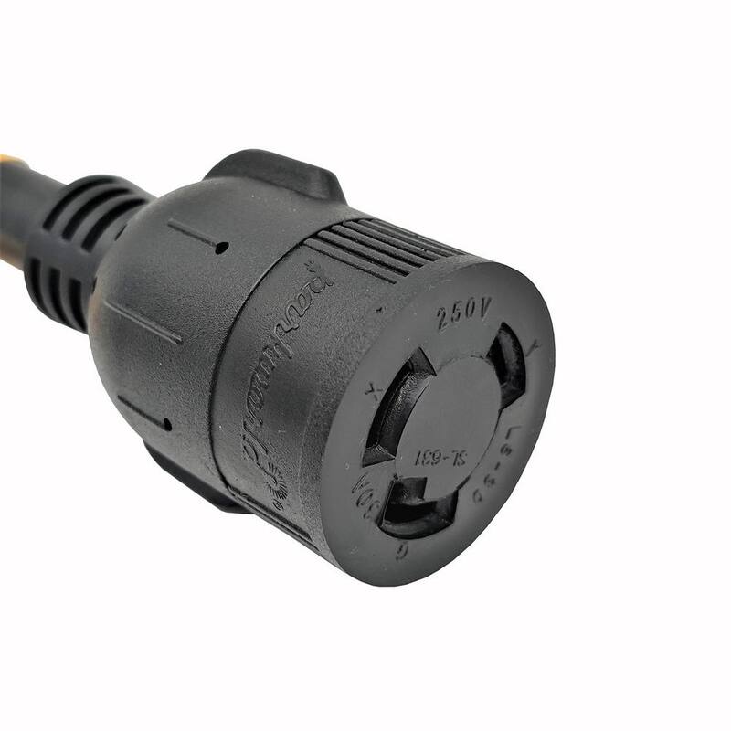 parkworld 1.5 ft. 10/3 3-Wire Generator 30 Amp 125-Volt 3-Prong Locking Plug NEMA L5-30P to 30 Amp Locking L6-30R Adapter Cord - 886764