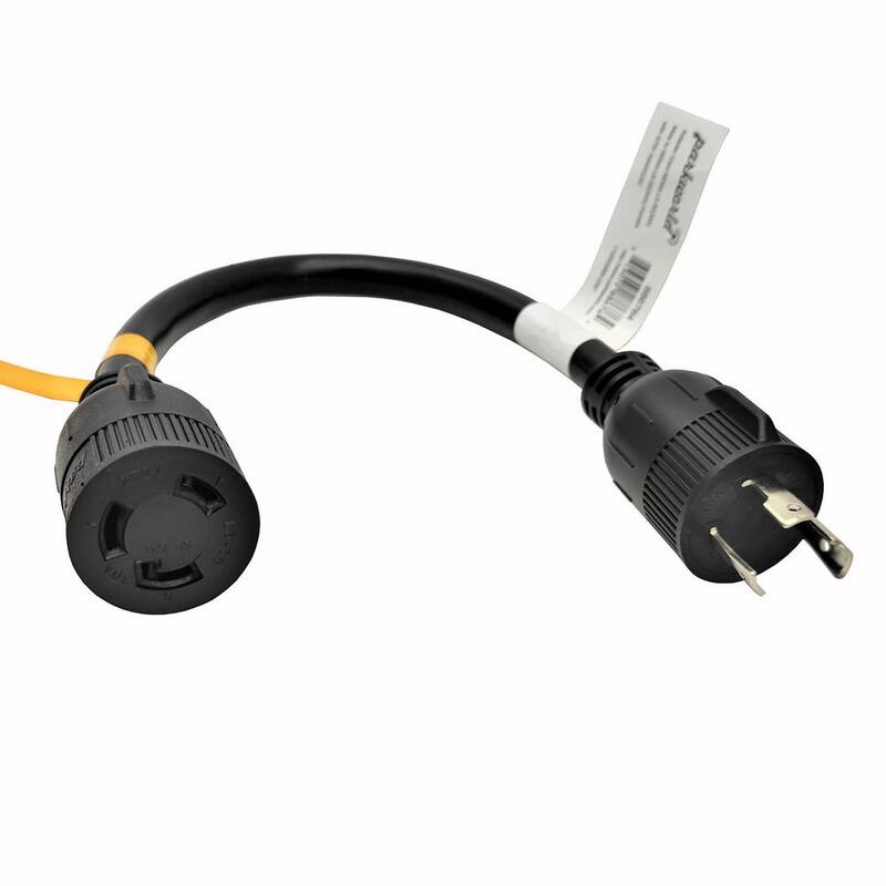 parkworld 1.5 ft. 10/3 3-Wire Generator 30 Amp 125-Volt 3-Prong Locking Plug NEMA L5-30P to 30 Amp Locking L6-30R Adapter Cord - 886764