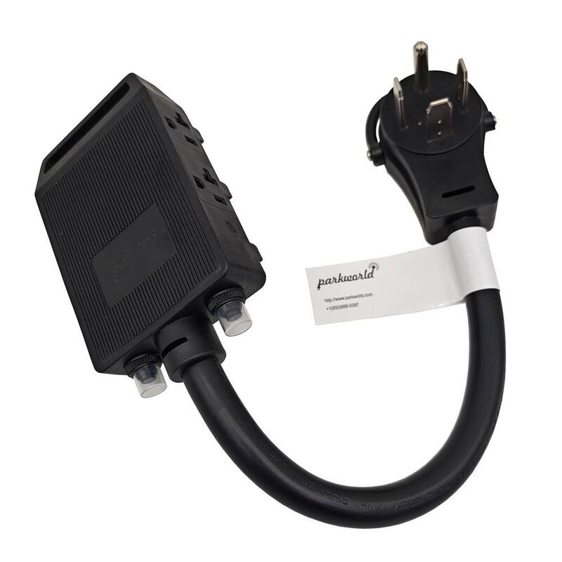parkworld 1.5 ft. 4-Wire 125/250-Volt 4-Prong NEMA 14-60P Plug to (4) 5-20R/5-15R with (2) 20A Circuit Breakers Generator Cord - 61957A