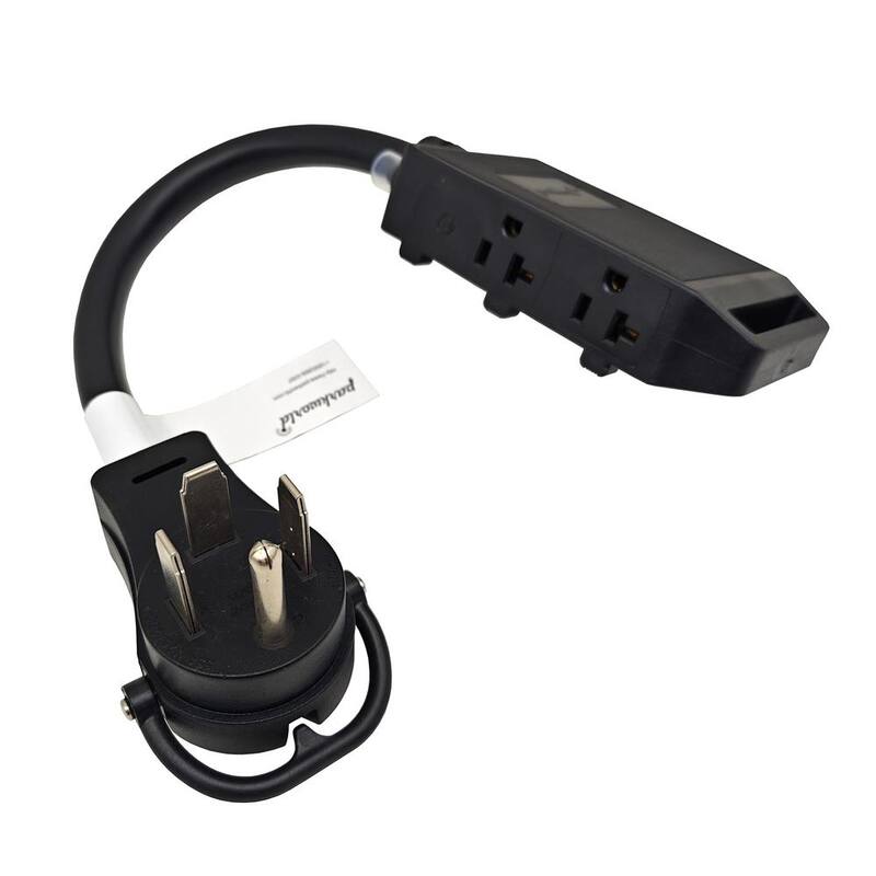 parkworld 1.5 ft. 4-Wire 125/250-Volt 4-Prong NEMA 14-60P Plug to (4) 5-20R/5-15R with (2) 20A Circuit Breakers Generator Cord - 61957A
