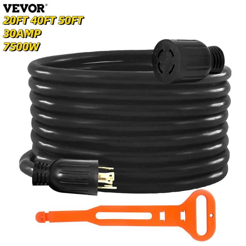 Etokfoks Heavy-Duty 20 ft. SJTW 30 Amp 125/250-Volt L14-30P to L14-30R Generator Extension Cord - MLSA04-3LT050