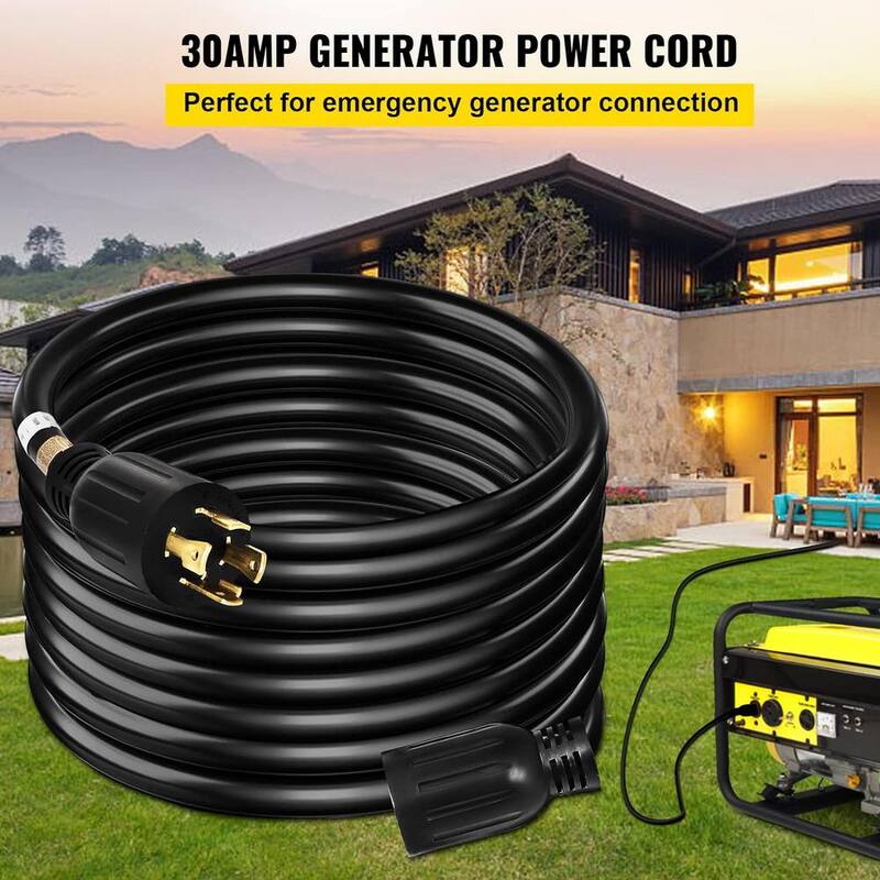 Etokfoks Heavy-Duty 20 ft. SJTW 30 Amp 125/250-Volt L14-30P to L14-30R Generator Extension Cord - MLSA04-3LT050