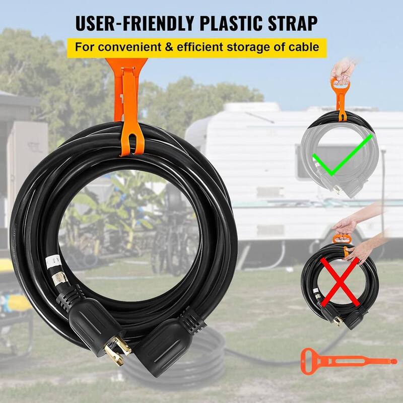 Etokfoks Heavy-Duty 20 ft. SJTW 30 Amp 125/250-Volt L14-30P to L14-30R Generator Extension Cord - MLSA04-3LT050