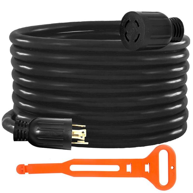 VEVOR Generator Power Cord 20 ft. 30 Amp RV Power Extension Cord 10AWG/4C SJTW NEMA L14-30 with Strap Locked Plug for RV Home - FDJYCX20FT30A0001V1