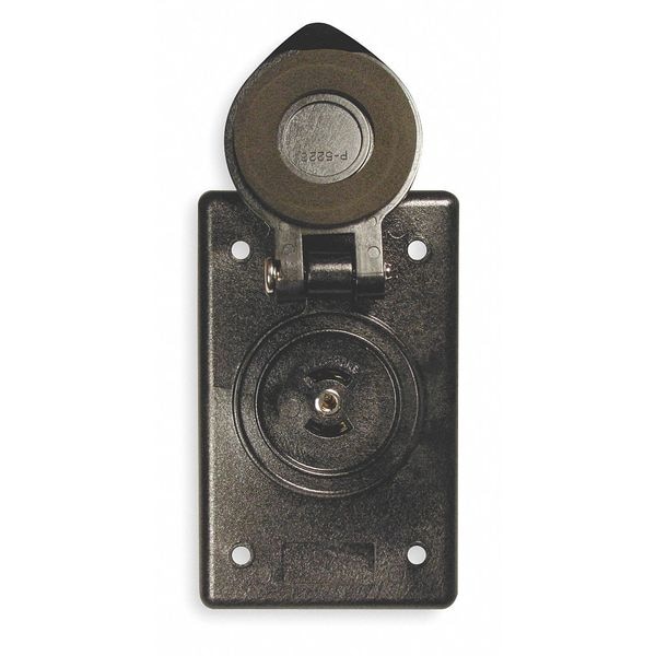 Hubbell Wiring Device-Kellems Electrical Box Cover, Outlet Box Type, 1 Gang, Thermoplastic, Single Receptacle Cover - PH6597