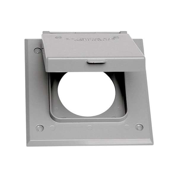 Sigma Electric Electrical Box Cover, 2 Gangs, Square, Metal Die-Cast, Round Receptacle Cover - 14321