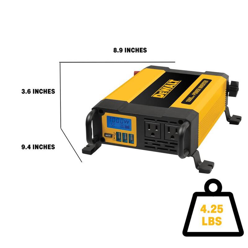 DEWALT 1000-Watt Portable Car Power Inverter with Triple USB Ports - DXAEPI1000