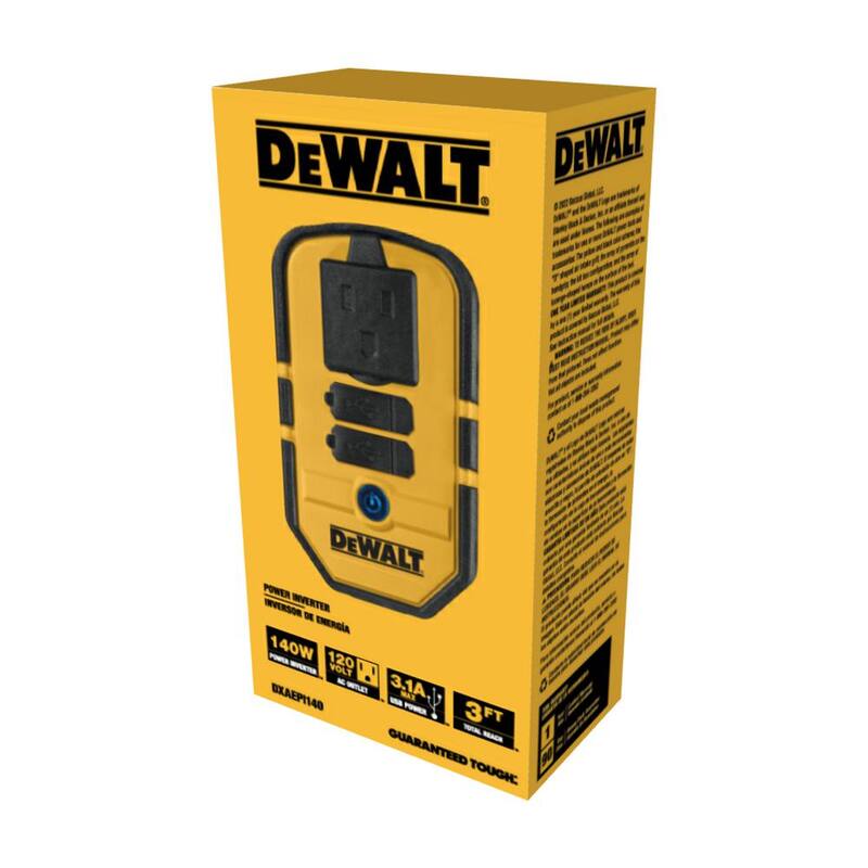DEWALT 140-Watt Portable Car Power Inverter with Dual USB Ports - DXAEPI140