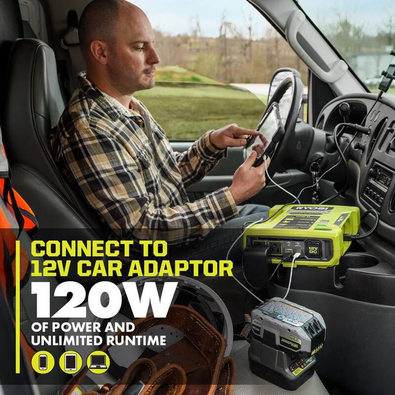 RYOBI ONE+ 18V 1000-Watt Max 12-Volt Automotive Power Inverter - RYi1030A