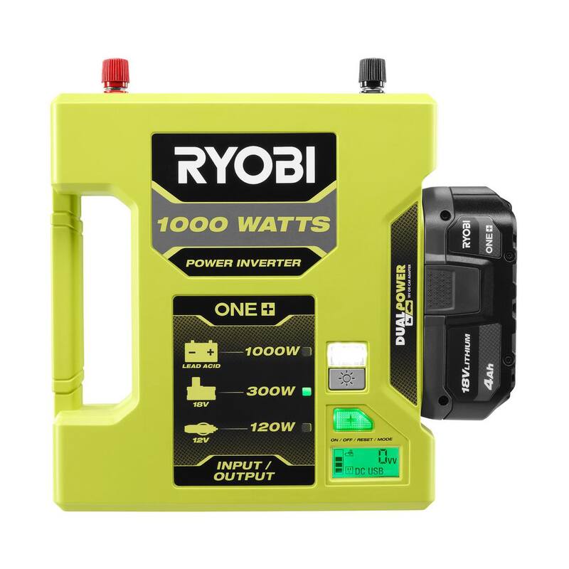 RYOBI ONE+ 18V 1000-Watt Max 12-Volt Automotive Power Inverter - RYi1030A