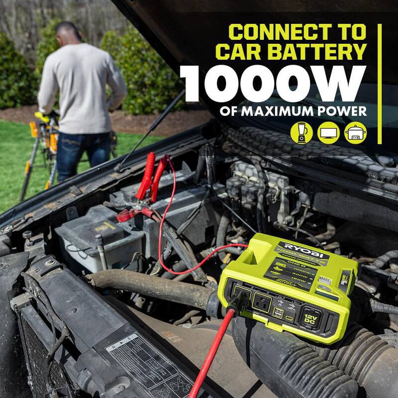 RYOBI ONE+ 18V 1000-Watt Max 12-Volt Automotive Power Inverter - RYi1030A