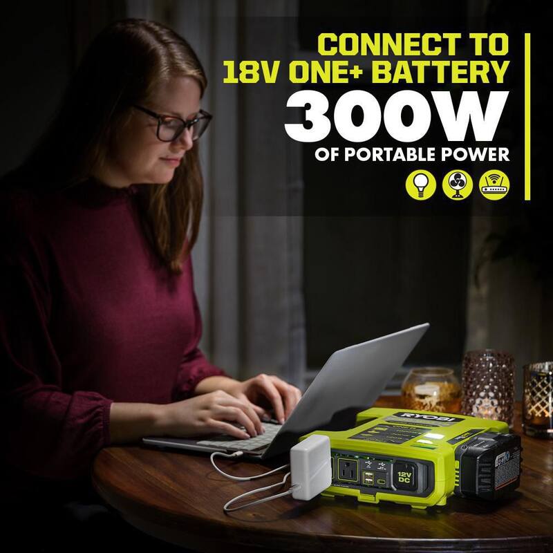 RYOBI ONE+ 18V 1000-Watt Max 12-Volt Automotive Power Inverter - RYi1030A