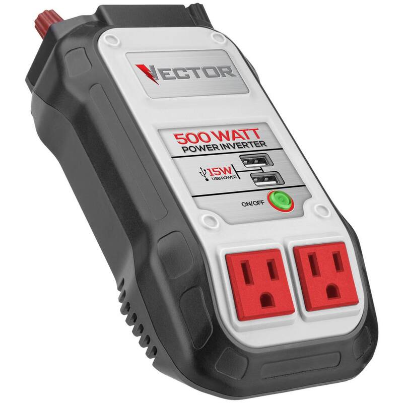 VECTOR 500 Watt Power Inverter, Dual Power Inverter, Two USB Charging Ports - PI500V