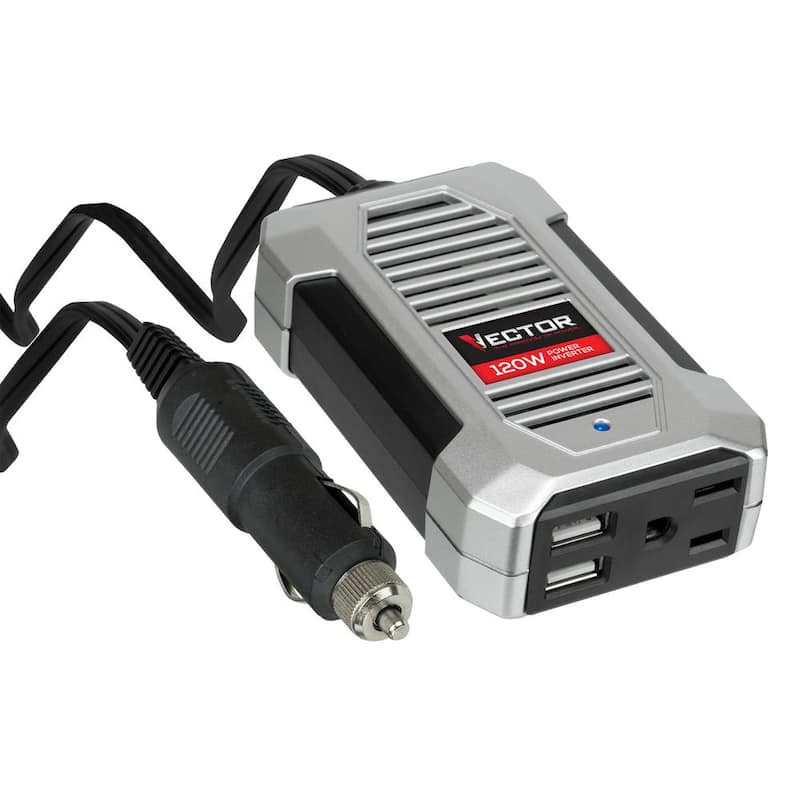 VECTOR 120 Watt Power Inverter, 12V DC, 120V AC, Dual USB Charging Ports - PI120SV