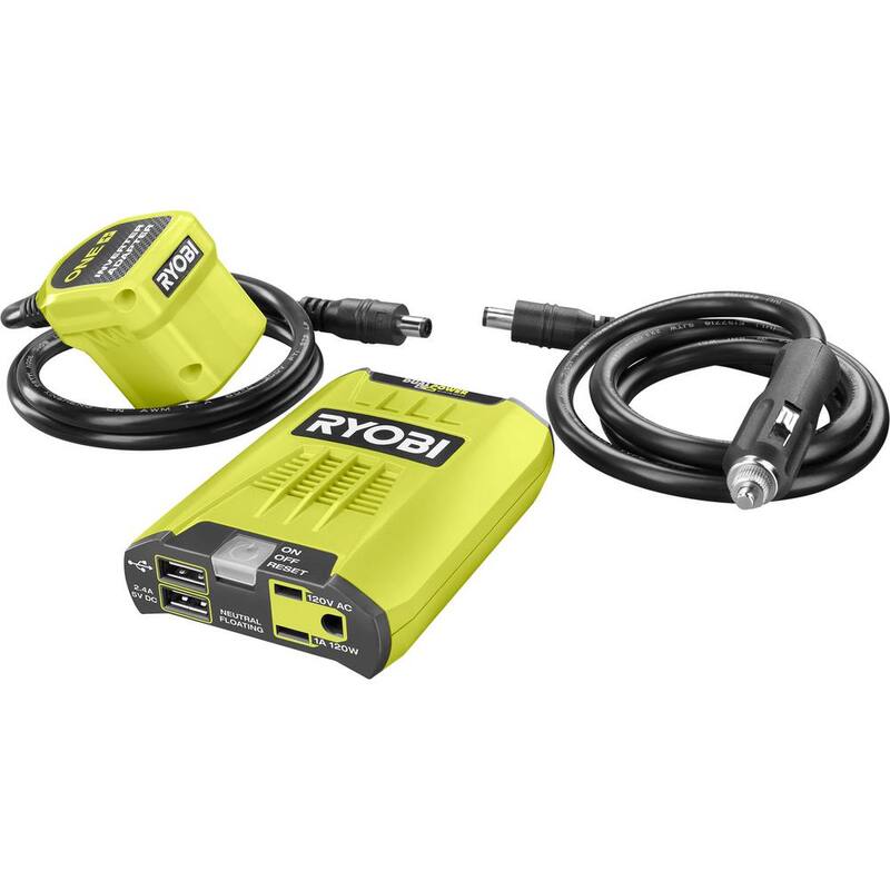 RYOBI ONE+ 18V 120-Watt 12V Automotive Power Inverter with Dual USB Ports - RYi120A