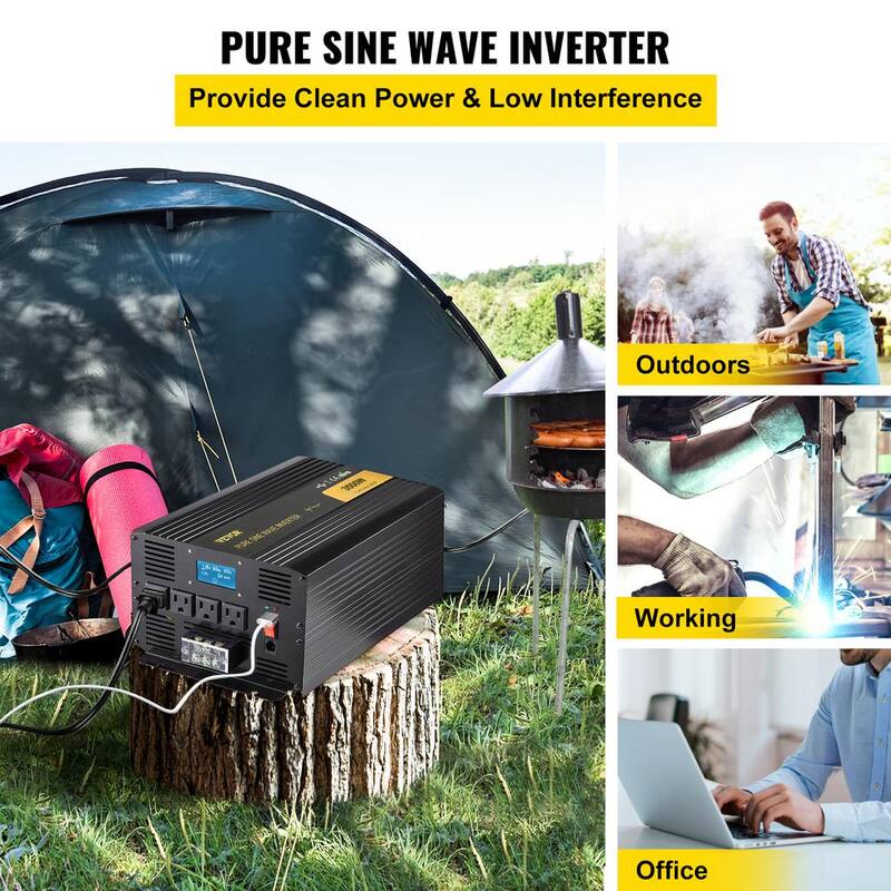 VEVOR Pure Sine Wave Power Inverter 3500-Watt Car Inverter DC 12-Volt to AC 120-Volt with USB Port LCD Display Remote Control - CZXNBQDMKWKDD5F35V9