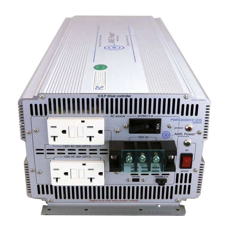 AIMS POWER 5,000-Watt Pure Sine Industrial Grade Inverter 12-Volt DC to 120-Volt AC - PWRIG500012120S