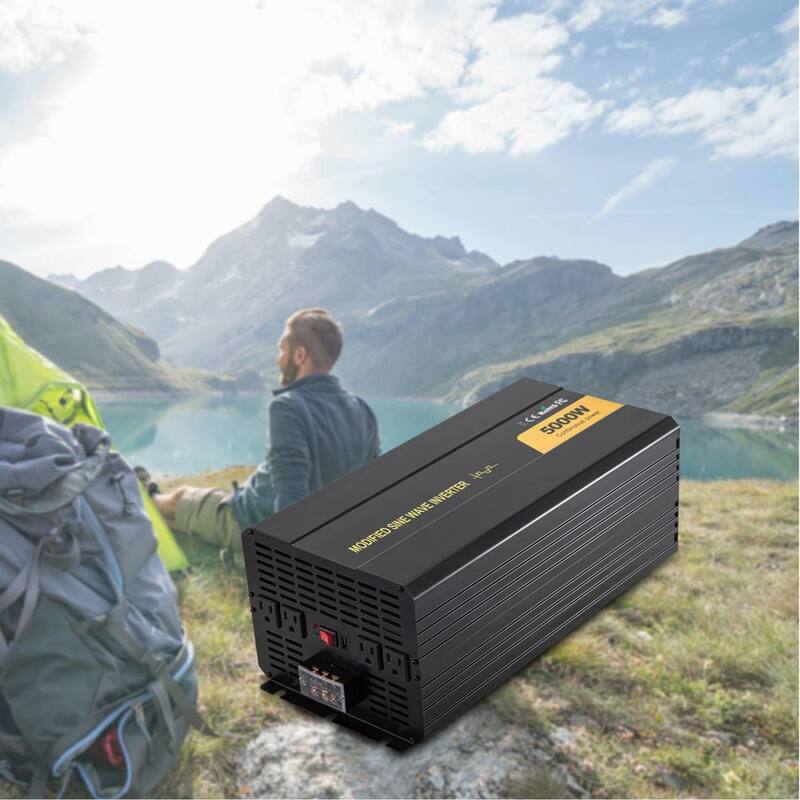 VEVOR Car Power Converter 5000-Watt Modified Sine Wave Inverter DC12-Volt to AC120-Volt with LCD Remote Controller AC Outlets - ZXNB5KW12-120NSRIV9