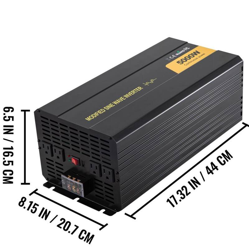 VEVOR Car Power Converter 5000-Watt Modified Sine Wave Inverter DC12-Volt to AC120-Volt with LCD Remote Controller AC Outlets - ZXNB5KW12-120NSRIV9