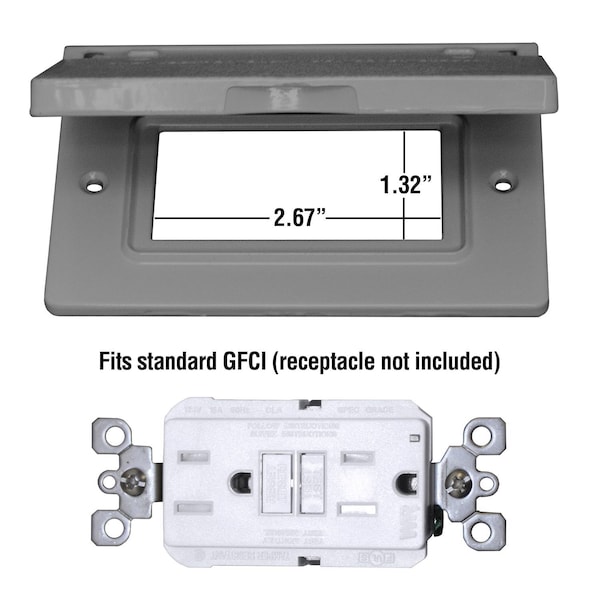 Sigma Electric Electrical Box Cover, 1 Gang, Rectangular, Metal Die-Cast, GFCI Cover - 14249
