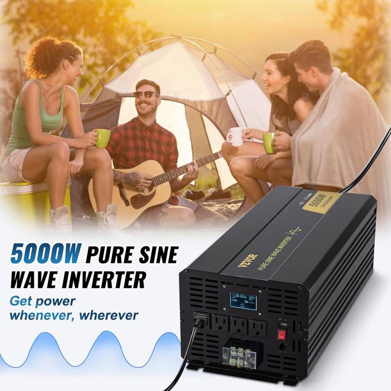 VEVOR 5000-Watt DC 12V to AC 120V Pure Sine Wave Inverter Car Converter w/ LCD Display USB Port Remote Controller for Car RV - CZXNBQDMKWKDDWIZZV9