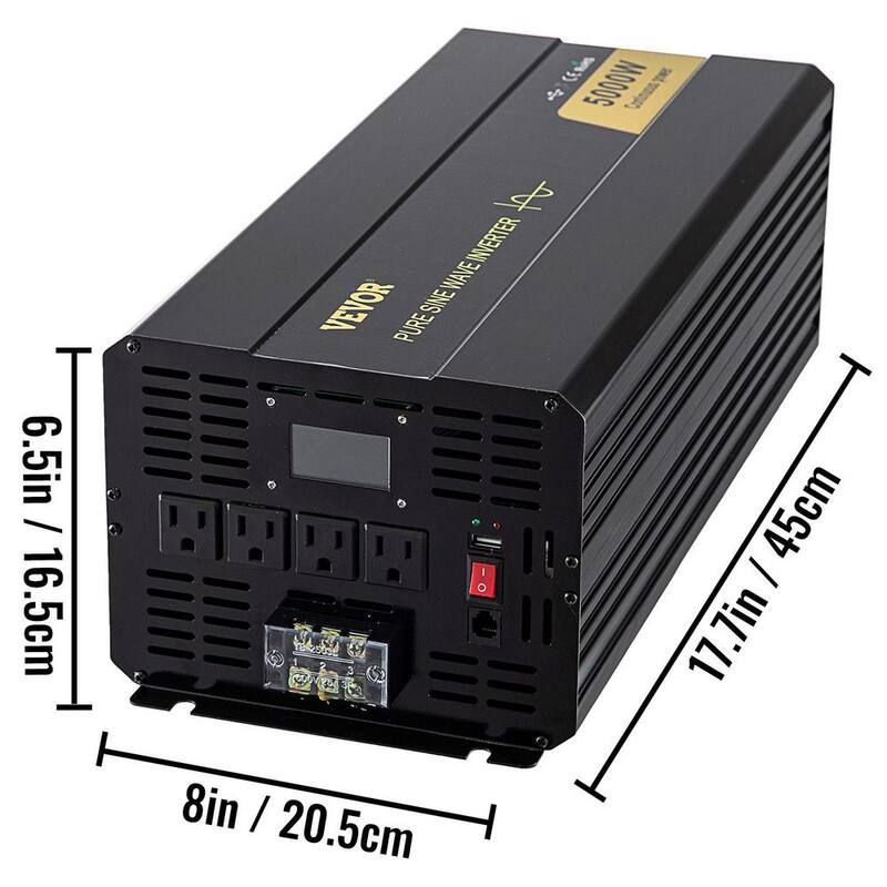 VEVOR 5000-Watt DC 12V to AC 120V Pure Sine Wave Inverter Car Converter w/ LCD Display USB Port Remote Controller for Car RV - CZXNBQDMKWKDDWIZZV9