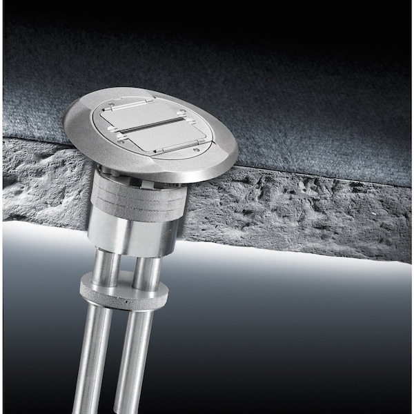 Hubbell Wiring Device-Kellems Poke-Through Box, 27 cu in, Wiring Box Type, 1 Gang, Steel, Round Shape - S1PTFIT