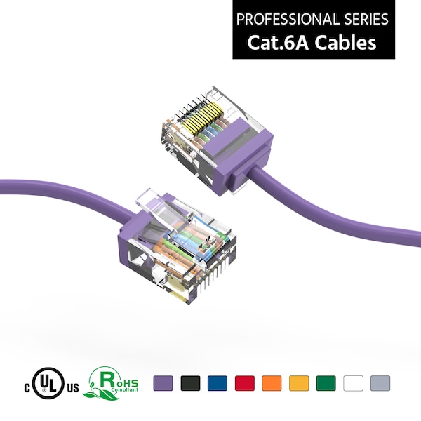 Bestlink Netware CAT6A UTP Super-Slim Ethernet Network Cable 32AWG- 5ft- Purple - 100295PU