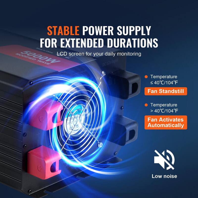 VEVOR Modified Sine Wave Inverter 5000-Watt Power with 6 AC Outlets 2 USB Port 1 Type-C Port LCD Display - XZXNBQ5000WXZA35WV1-0730