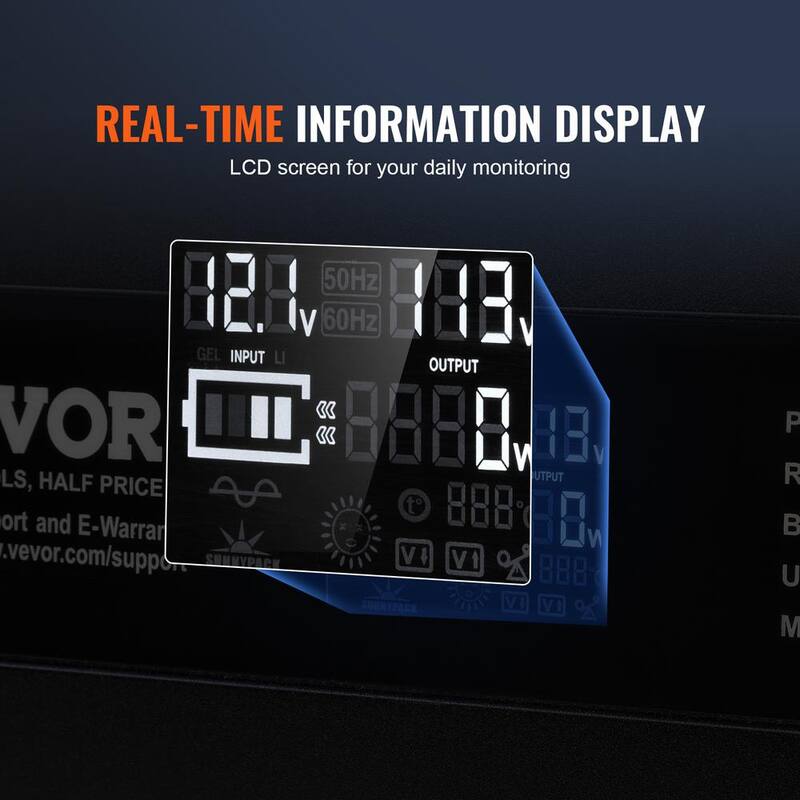 VEVOR Modified Sine Wave Inverter, 3000Watt LCD Display, 3 AC Outlets 2 USB Port 1 Type-C Port 10 Spare Fuses - XZXNBQ3000WX61GMMV1-0730