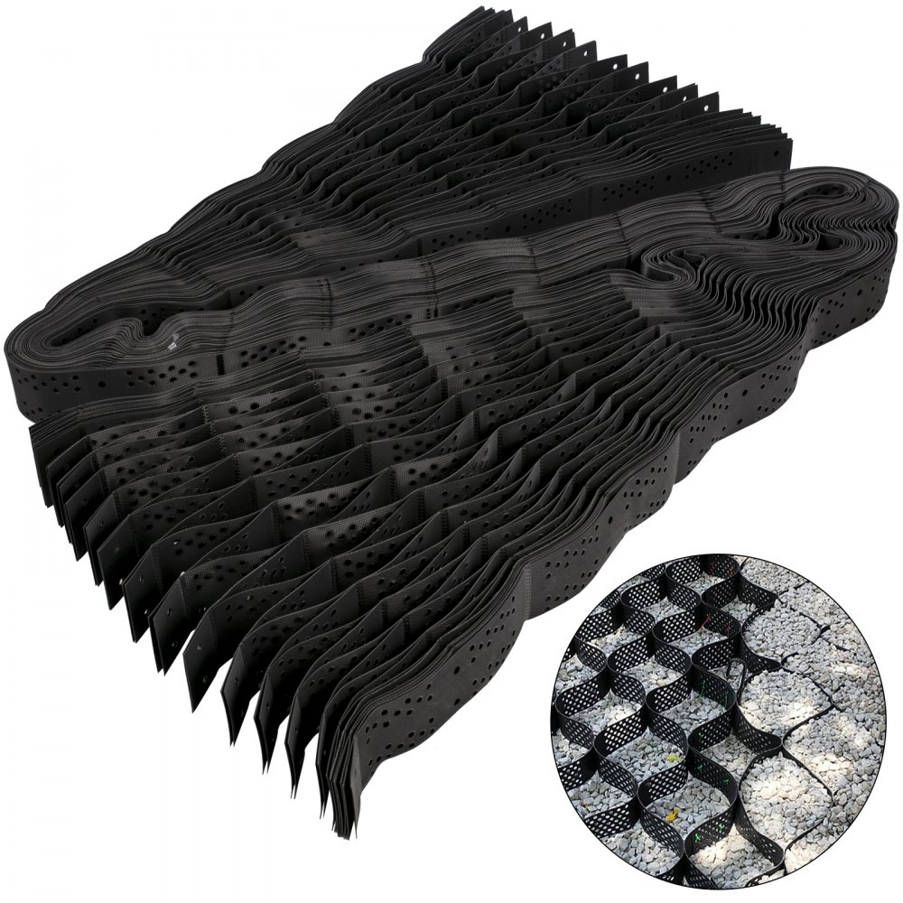 VEVOR Geo Grid Ground Grid 9x17 ft, Geo Cell Grid 4 Inch Thick, Gravel Grid HDPE Material, Ground Stabilization Grid 1885 LBS Per Sq, Tensile Strength Gravel Ground Grid for Slope Driveways, Garden - TGGS22CM-H1000001V0
