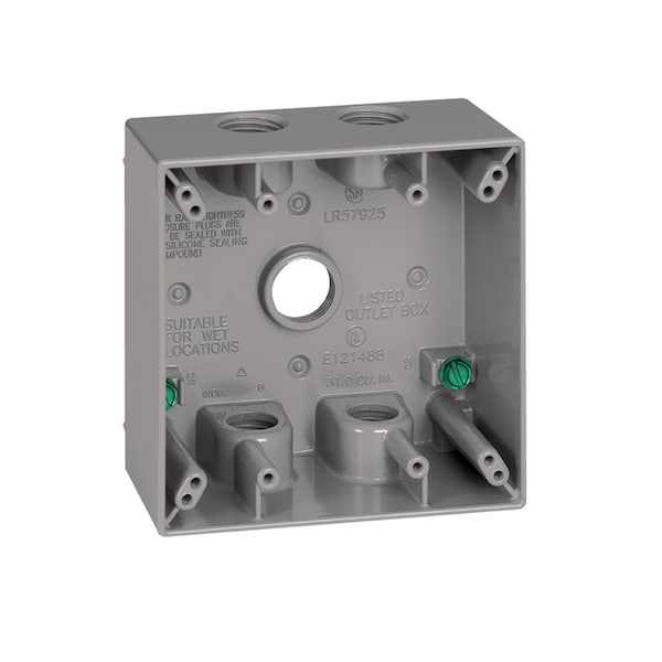 Sigma Electric Outlet Box, 2 Gangs, Die-Cast Metal - 14351-5