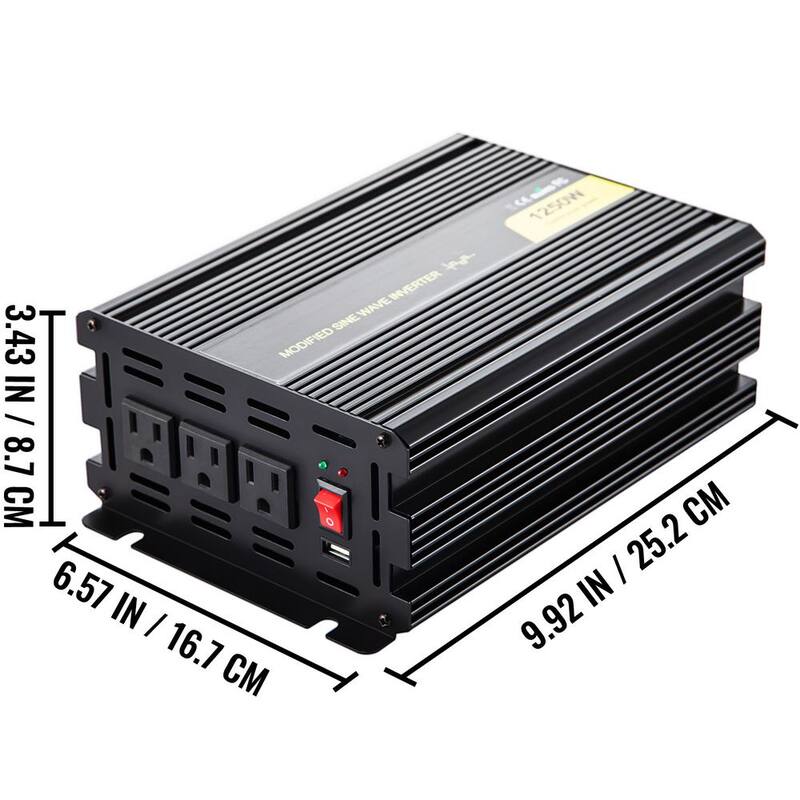VEVOR 1250- Watt Car Power Converter Modified Sine Wave Inverter with LCD Remote Controller LED Indicator AC Outlets Invert - ZX1250-12-120E0OCV9