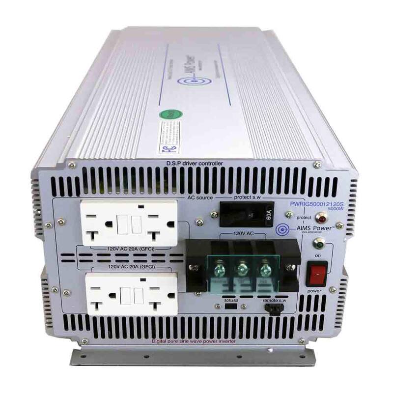 AIMS POWER 5,000-Watt Pure Sine Industrial Grade Inverter 24-Volt DC to 120-Volt AC - PWRIG500024120S