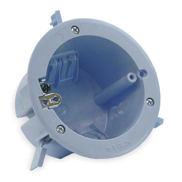 Cantex Electrical Box, 18 cu in, Ceiling Box Type, 1 Gang, Polycarbonate, Round Shape - EZ18COGR
