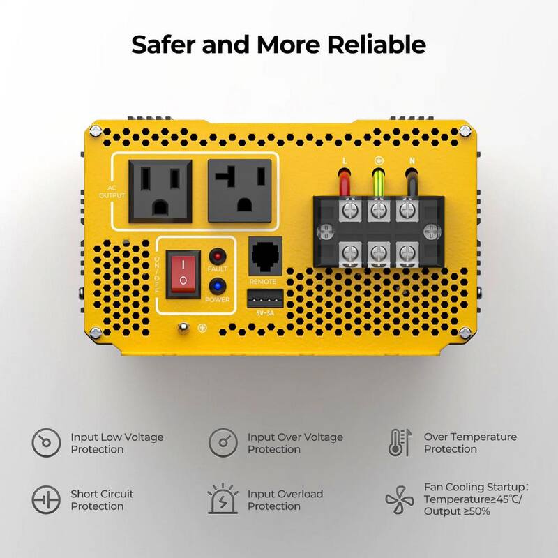BougeRV 2000W 12V Pure Sine Wave Inverter with Bluetooth - HD253