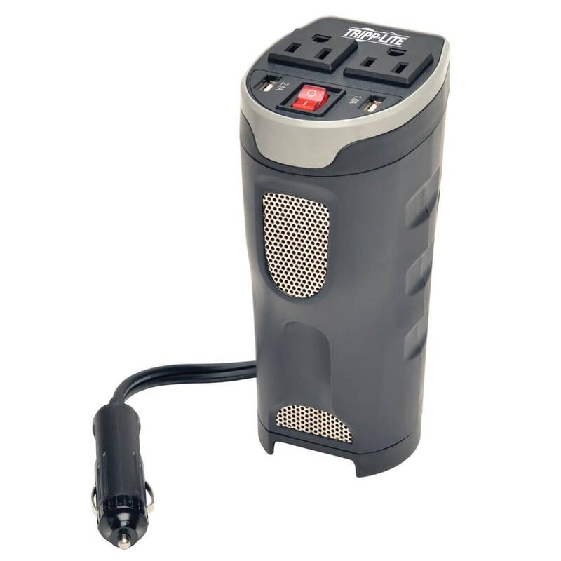 Tripp Lite 200-Watt Power Verter Cupholder Car Inverter with 2 AC Outlets and 2 USB-A Ports - PV200CUSB