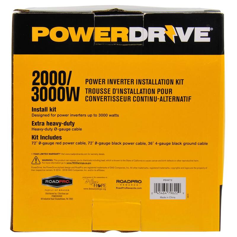 PowerDrive 2000-Watt/3000-Watt Power Inverter Installation Kit - PDIKT2