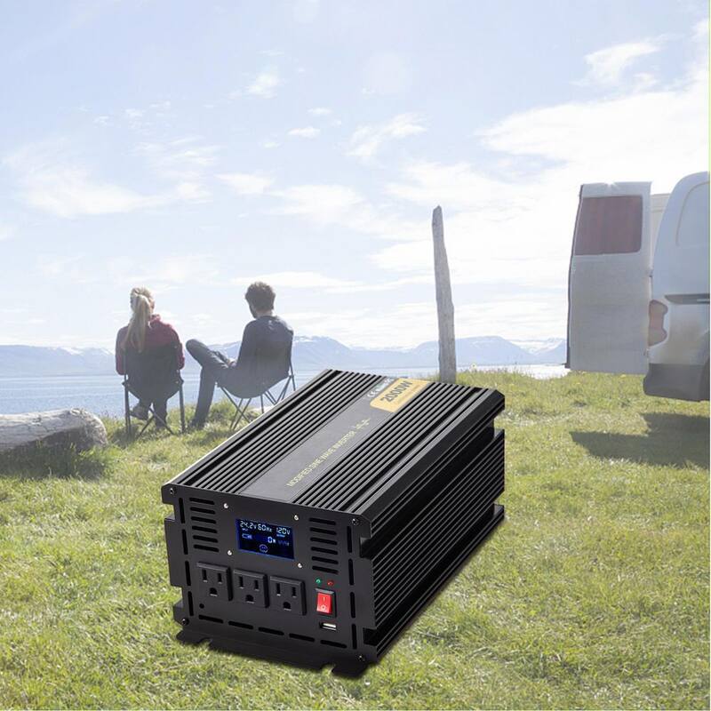 VEVOR Car Power Converter 2000-Watt Modified Sine Wave Inverter DC 24-Volt to AC 120-Volt with LCD Display Remote Controller - ZNB2KW-24-120Y3B5V9