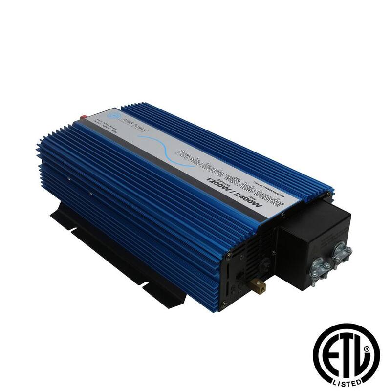 AIMS POWER 1,200-Watt Pure Sine Inverter with Automatic Transfer Switch 12-Volt DC to 120-Volt AC ETL Listed to UL 458 - PWRIX120012SUL