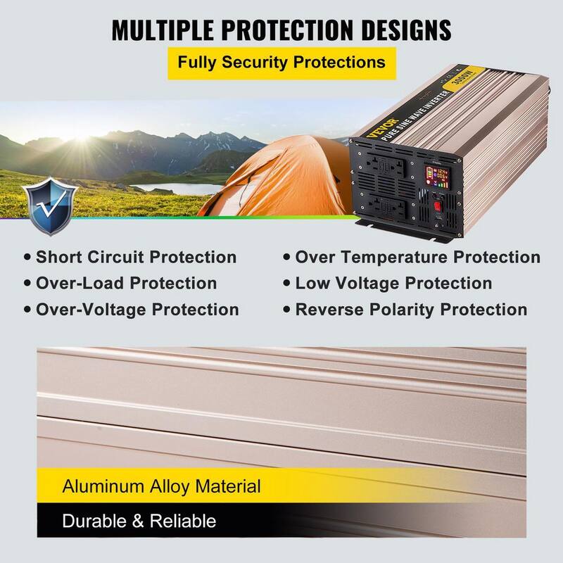 VEVOR Pure Sine Wave Inverter 3000 Watt Power Inverter DC12V to AC110V with LCD Display USB Port for Car RV Truck Solar System - CZXNBQDDDLZ3KYASKV9