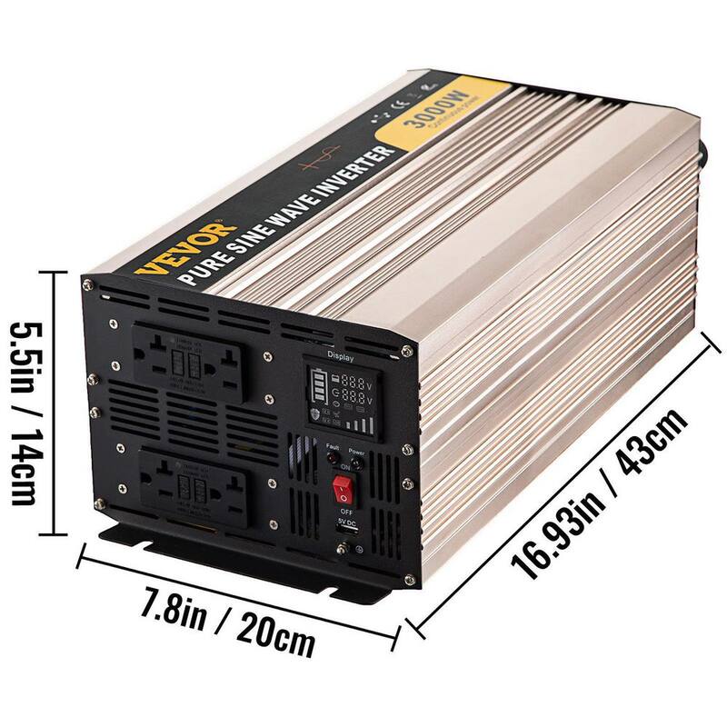 VEVOR Pure Sine Wave Inverter 3000 Watt Power Inverter DC12V to AC110V with LCD Display USB Port for Car RV Truck Solar System - CZXNBQDDDLZ3KYASKV9