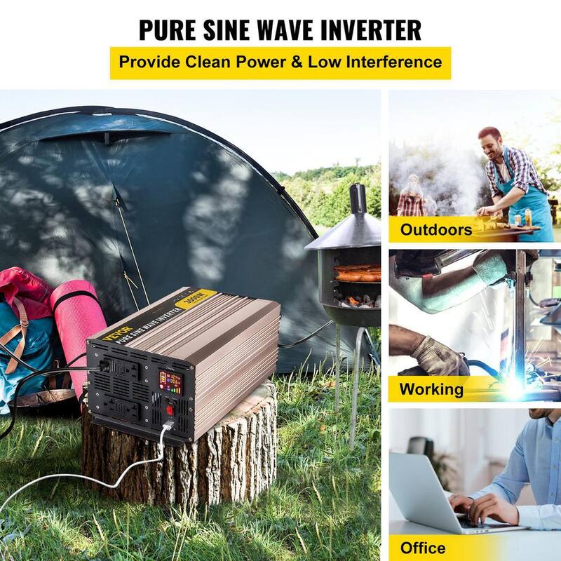 VEVOR Pure Sine Wave Inverter 3000 Watt Power Inverter DC12V to AC110V with LCD Display USB Port for Car RV Truck Solar System - CZXNBQDDDLZ3KYASKV9
