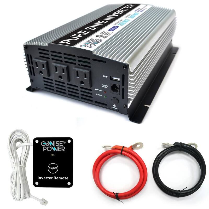 GoWISE USA 1,500-Watt Continuous/3,000-Watt Peak Pure Sine Wave Inverter - PS1005