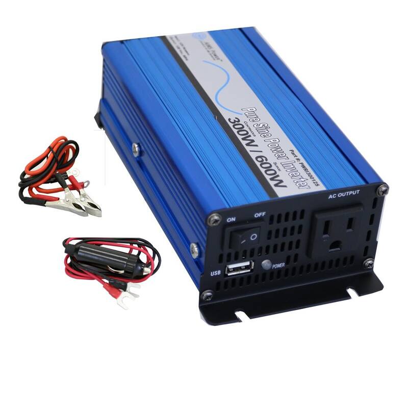 AIMS POWER 300-Watt Pure Sine Inverter 24-Volt DC to 120-Volt AC - PWRI30024S