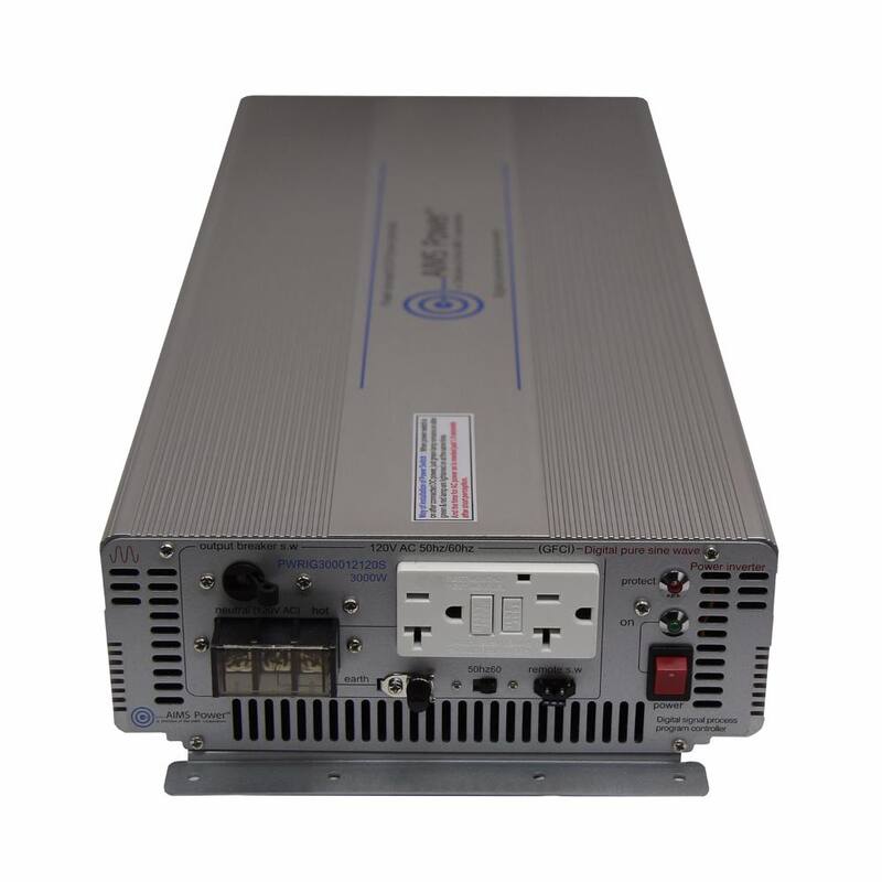 AIMS POWER 3,000-Watt Pure Sine Industrial Grade Inverter 12-Volt DC to 120-Volt AC - PWRIG300012120S